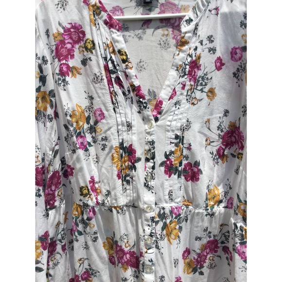 Torrid womens long sleeve blouse top button up floral white tunic sz 2 2x 18 20 - Picture 2 of 11